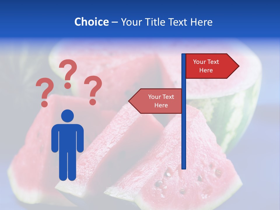 Water-Melon; Objects On Blue Background PowerPoint Template