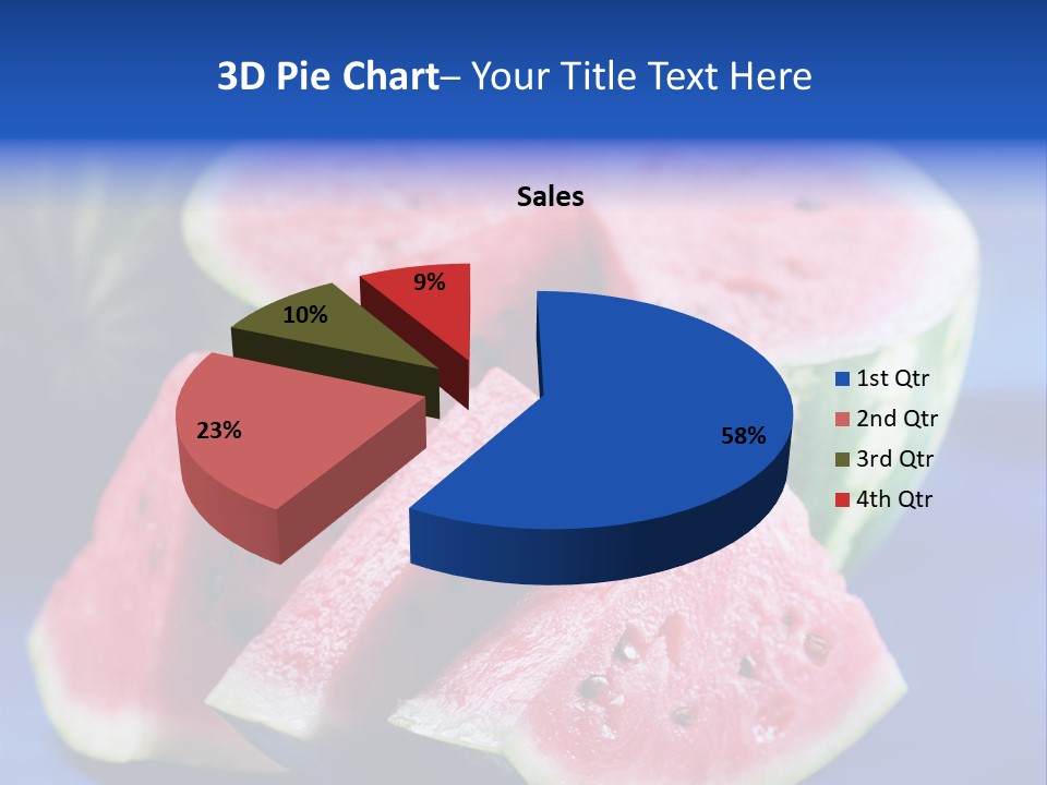 Water-Melon; Objects On Blue Background PowerPoint Template