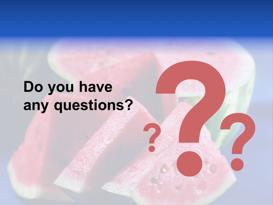 Water-Melon; Objects On Blue Background PowerPoint Template