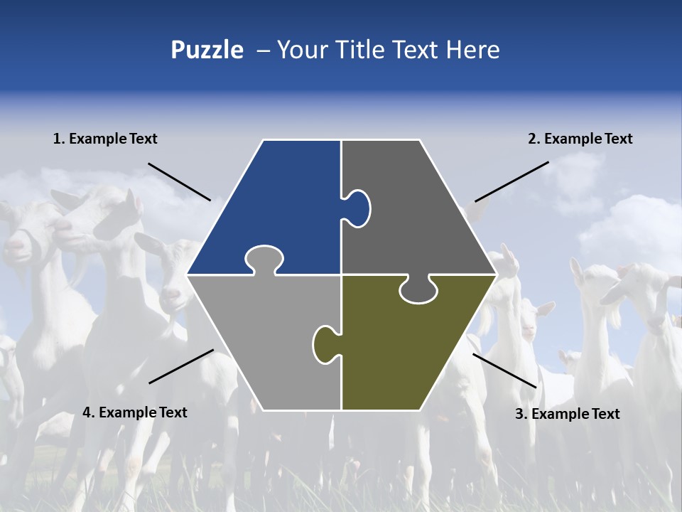 A Herd Of Goats, Seen From Below, Against A Blue Sky PowerPoint Template