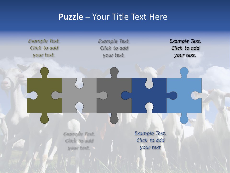 A Herd Of Goats, Seen From Below, Against A Blue Sky PowerPoint Template