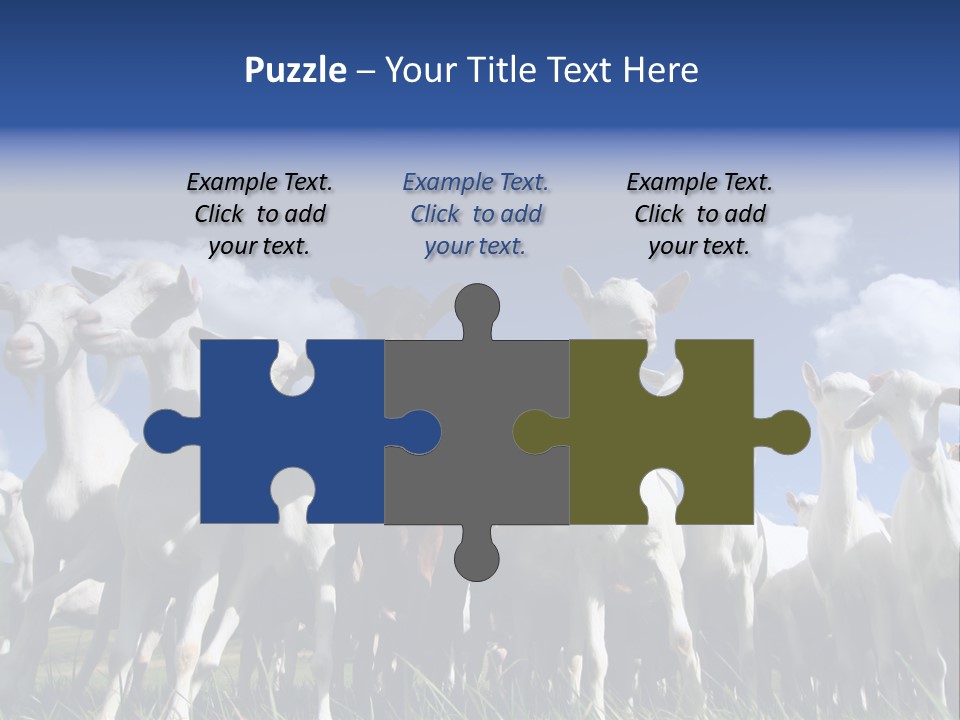 A Herd Of Goats, Seen From Below, Against A Blue Sky PowerPoint Template