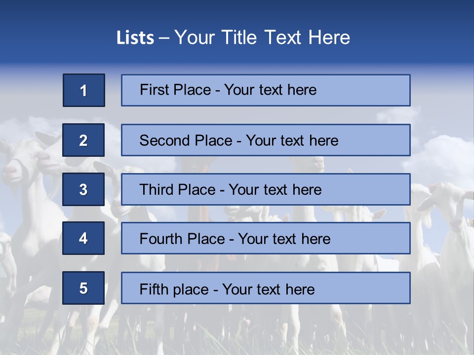 A Herd Of Goats, Seen From Below, Against A Blue Sky PowerPoint Template