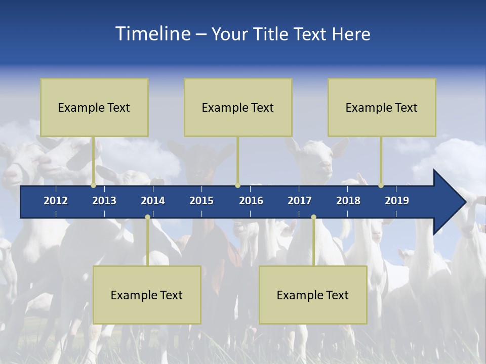A Herd Of Goats, Seen From Below, Against A Blue Sky PowerPoint Template