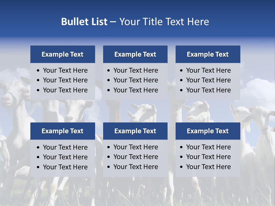 A Herd Of Goats, Seen From Below, Against A Blue Sky PowerPoint Template