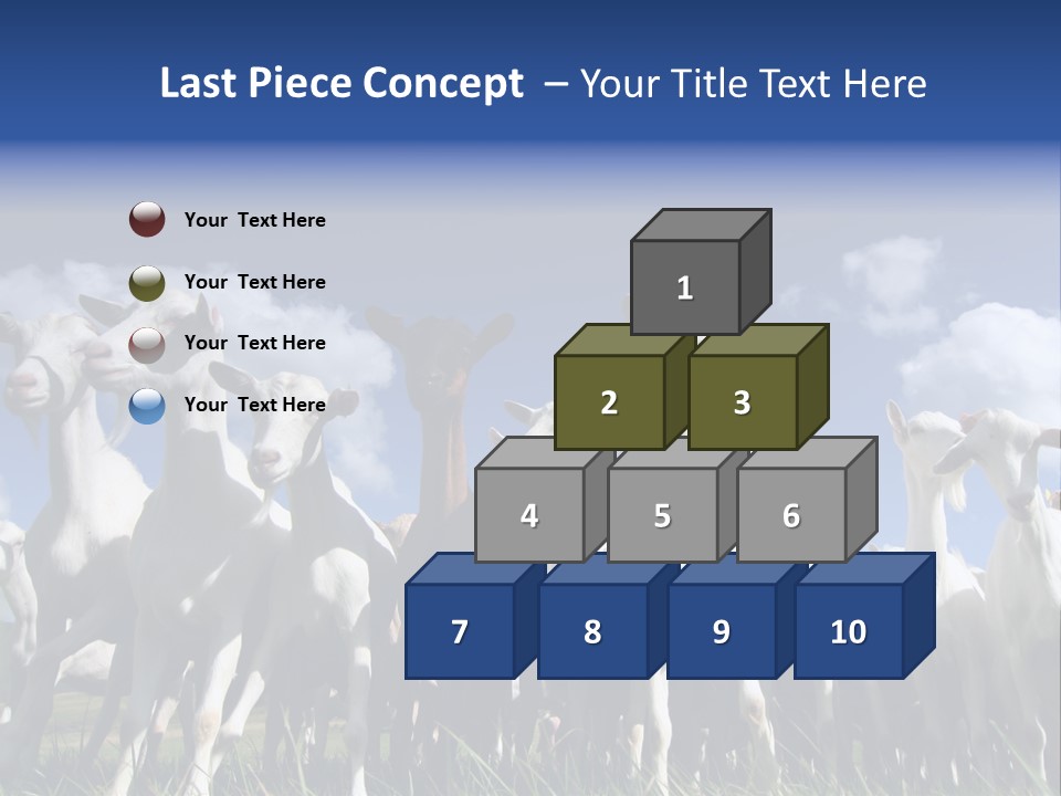 A Herd Of Goats, Seen From Below, Against A Blue Sky PowerPoint Template