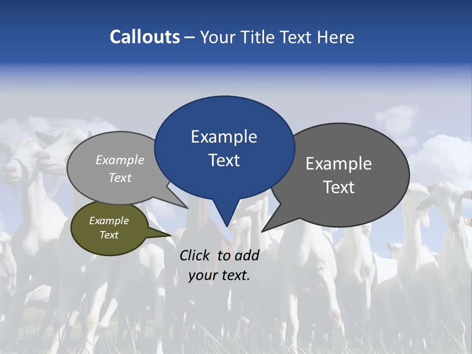 A Herd Of Goats, Seen From Below, Against A Blue Sky PowerPoint Template