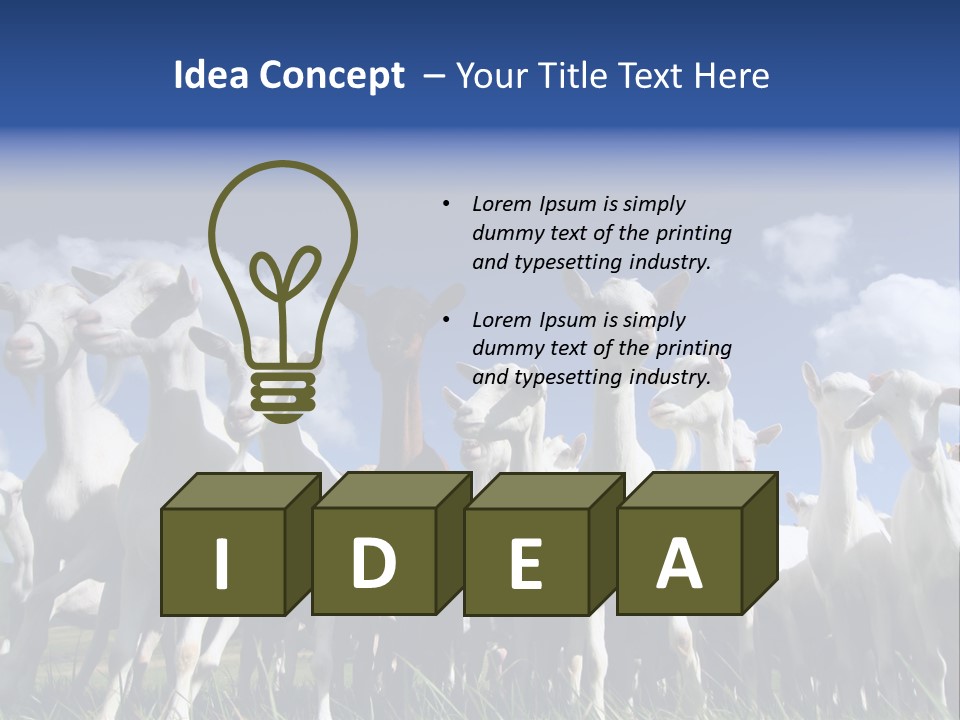 A Herd Of Goats, Seen From Below, Against A Blue Sky PowerPoint Template