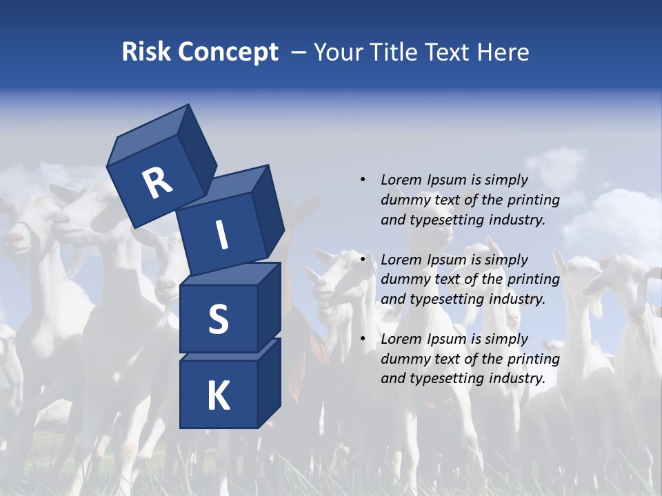 A Herd Of Goats, Seen From Below, Against A Blue Sky PowerPoint Template