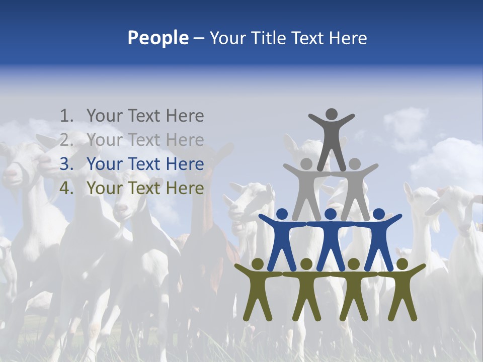 A Herd Of Goats, Seen From Below, Against A Blue Sky PowerPoint Template