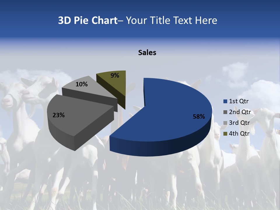 A Herd Of Goats, Seen From Below, Against A Blue Sky PowerPoint Template
