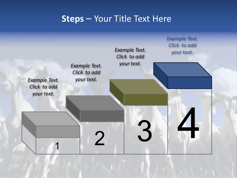 A Herd Of Goats, Seen From Below, Against A Blue Sky PowerPoint Template