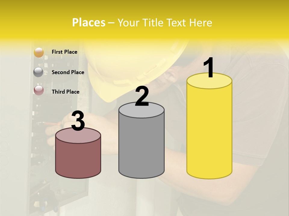 A Man In A Hard Hat Working On An Electrical Panel PowerPoint Template