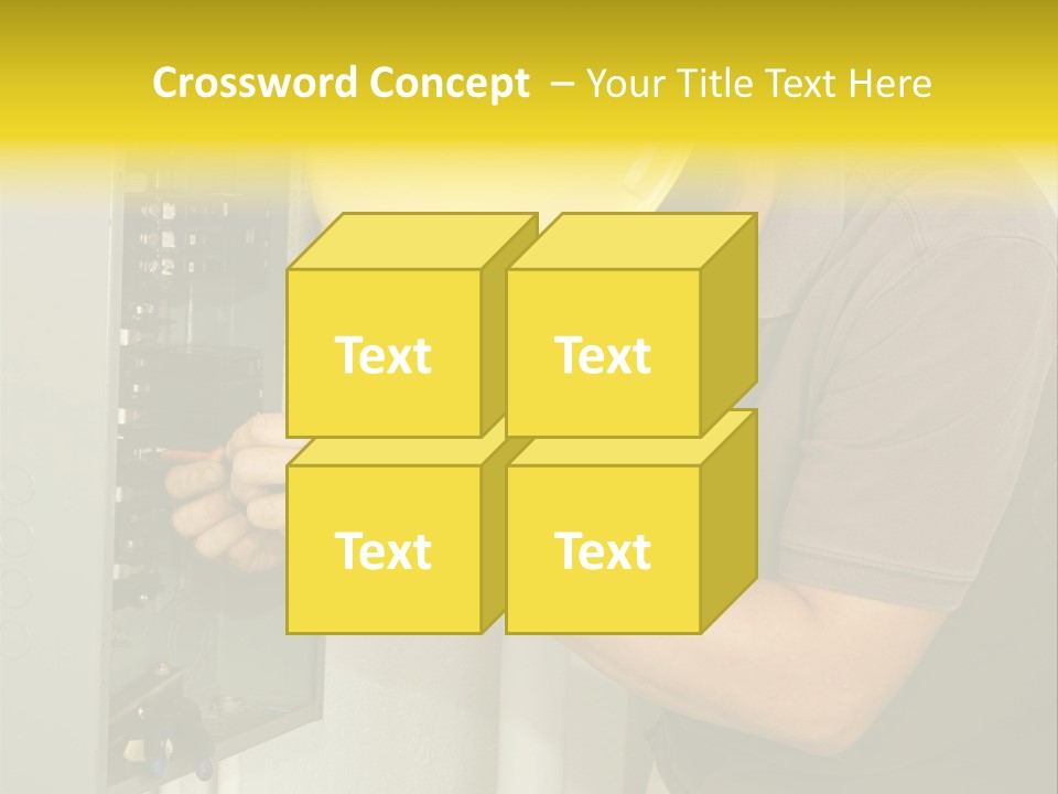 A Man In A Hard Hat Working On An Electrical Panel PowerPoint Template