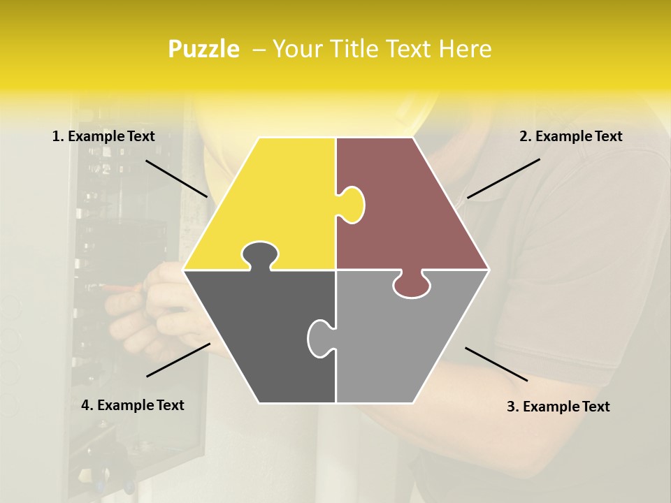 A Man In A Hard Hat Working On An Electrical Panel PowerPoint Template