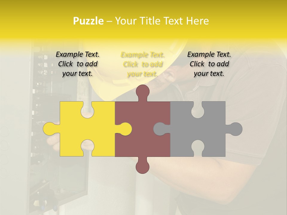 A Man In A Hard Hat Working On An Electrical Panel PowerPoint Template