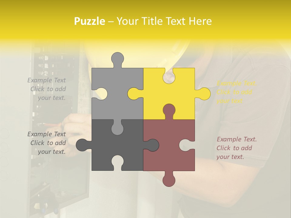 A Man In A Hard Hat Working On An Electrical Panel PowerPoint Template