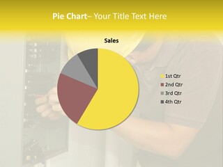 A Man In A Hard Hat Working On An Electrical Panel PowerPoint Template