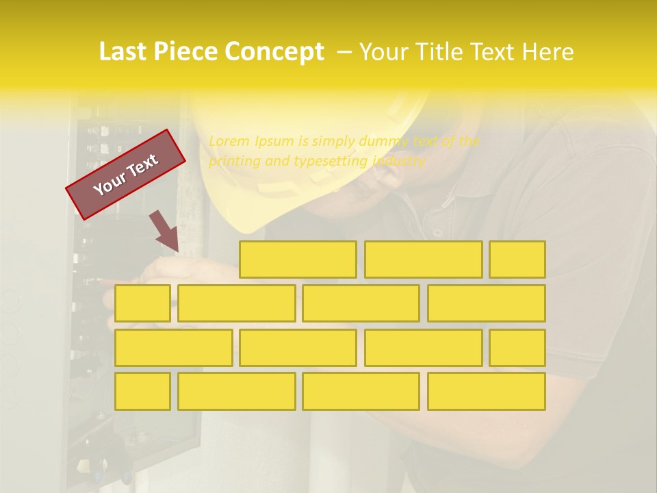 A Man In A Hard Hat Working On An Electrical Panel PowerPoint Template