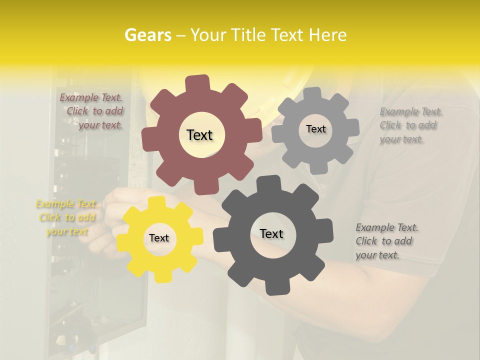 A Man In A Hard Hat Working On An Electrical Panel PowerPoint Template