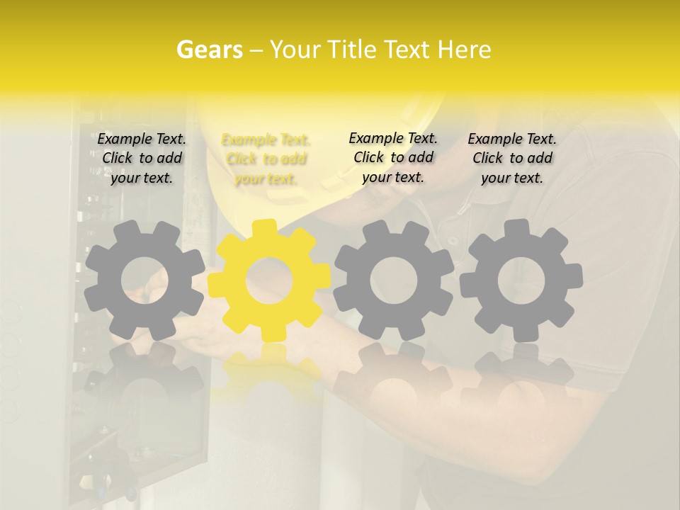 A Man In A Hard Hat Working On An Electrical Panel PowerPoint Template