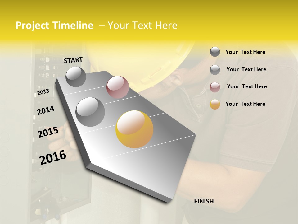 A Man In A Hard Hat Working On An Electrical Panel PowerPoint Template