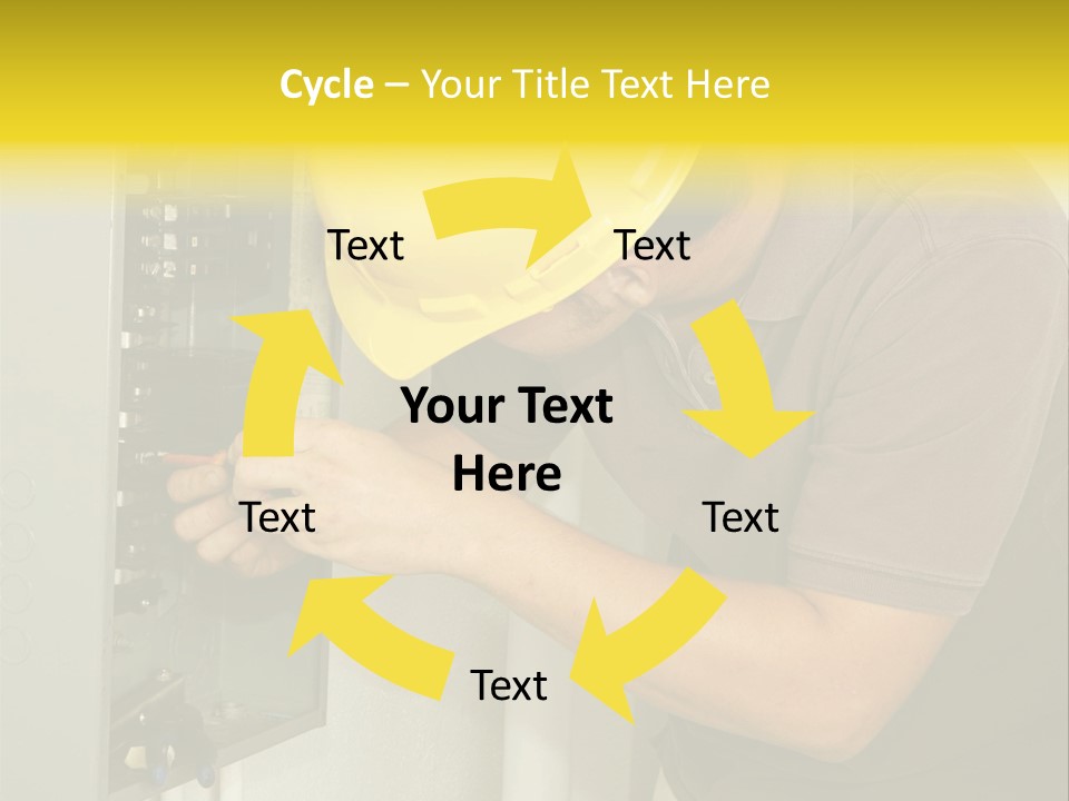 A Man In A Hard Hat Working On An Electrical Panel PowerPoint Template
