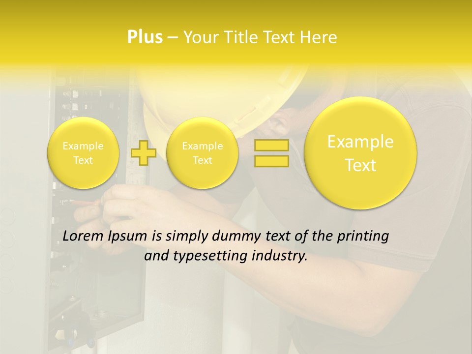 A Man In A Hard Hat Working On An Electrical Panel PowerPoint Template