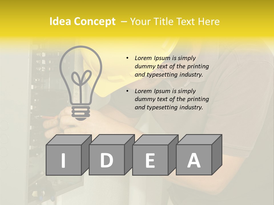 A Man In A Hard Hat Working On An Electrical Panel PowerPoint Template