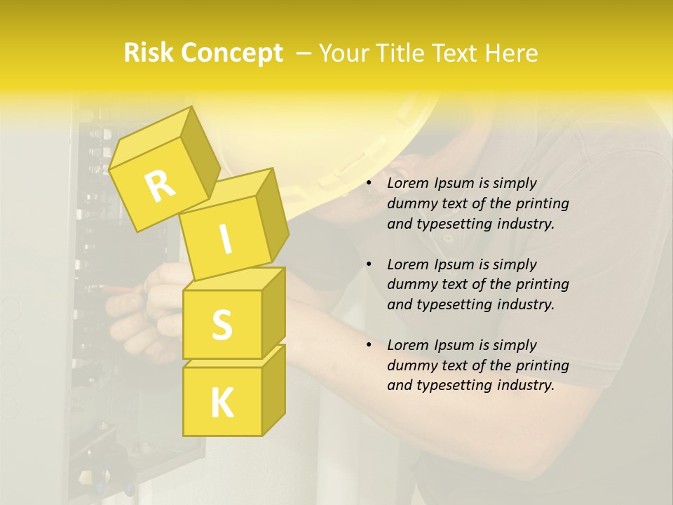 A Man In A Hard Hat Working On An Electrical Panel PowerPoint Template