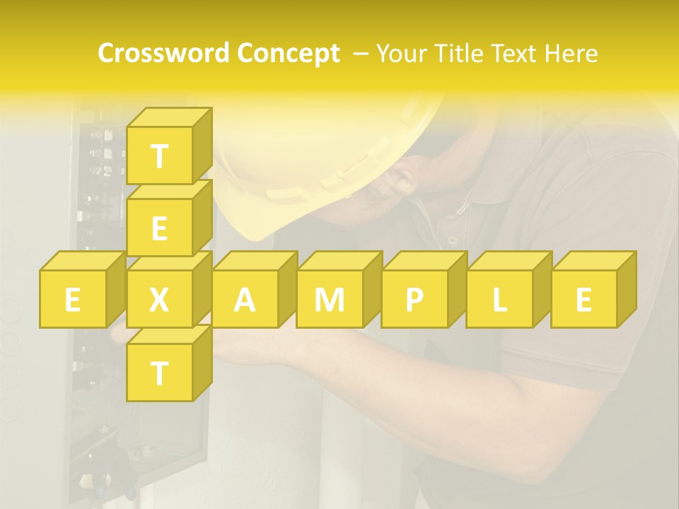 A Man In A Hard Hat Working On An Electrical Panel PowerPoint Template