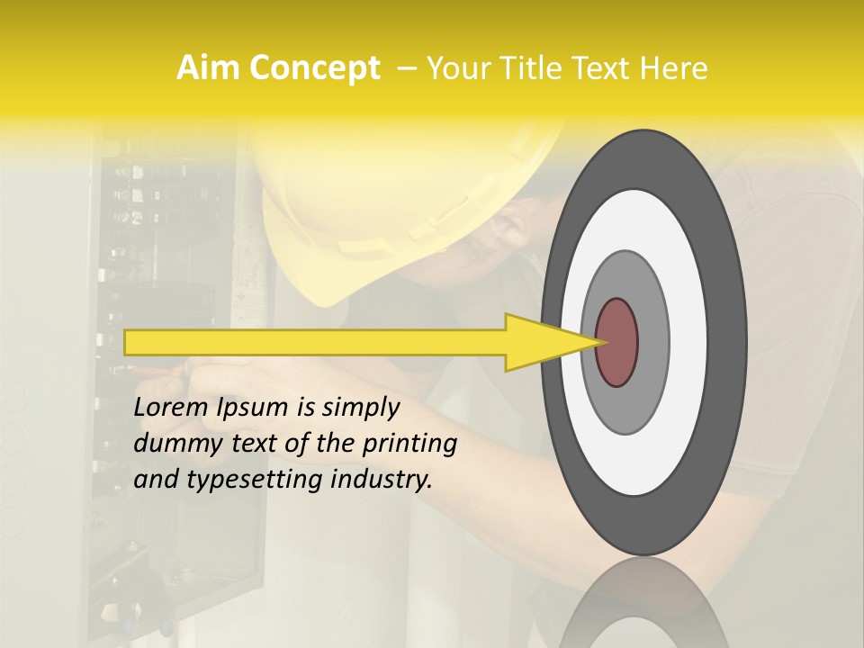 A Man In A Hard Hat Working On An Electrical Panel PowerPoint Template