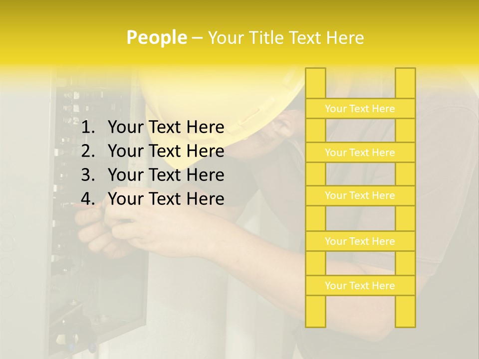 A Man In A Hard Hat Working On An Electrical Panel PowerPoint Template