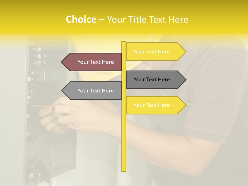 A Man In A Hard Hat Working On An Electrical Panel PowerPoint Template