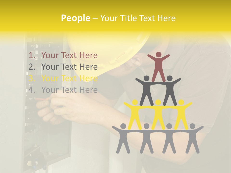 A Man In A Hard Hat Working On An Electrical Panel PowerPoint Template