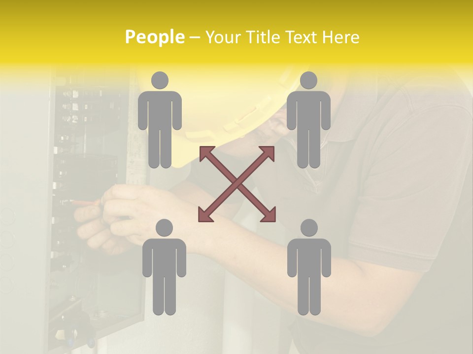 A Man In A Hard Hat Working On An Electrical Panel PowerPoint Template