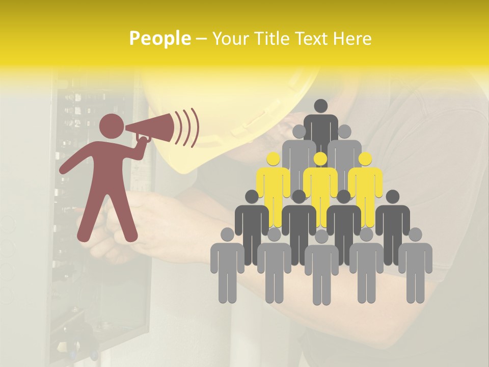 A Man In A Hard Hat Working On An Electrical Panel PowerPoint Template