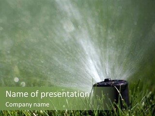 Close Up Of Lawn Sprinkler With Copy Space PowerPoint Template