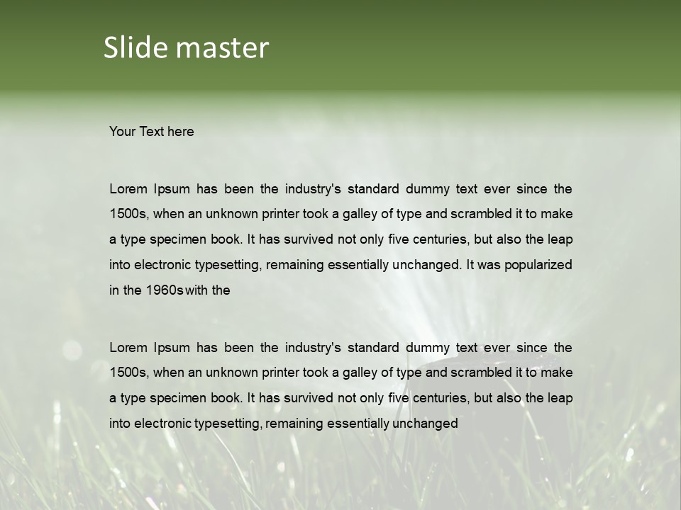 Close Up Of Lawn Sprinkler With Copy Space PowerPoint Template