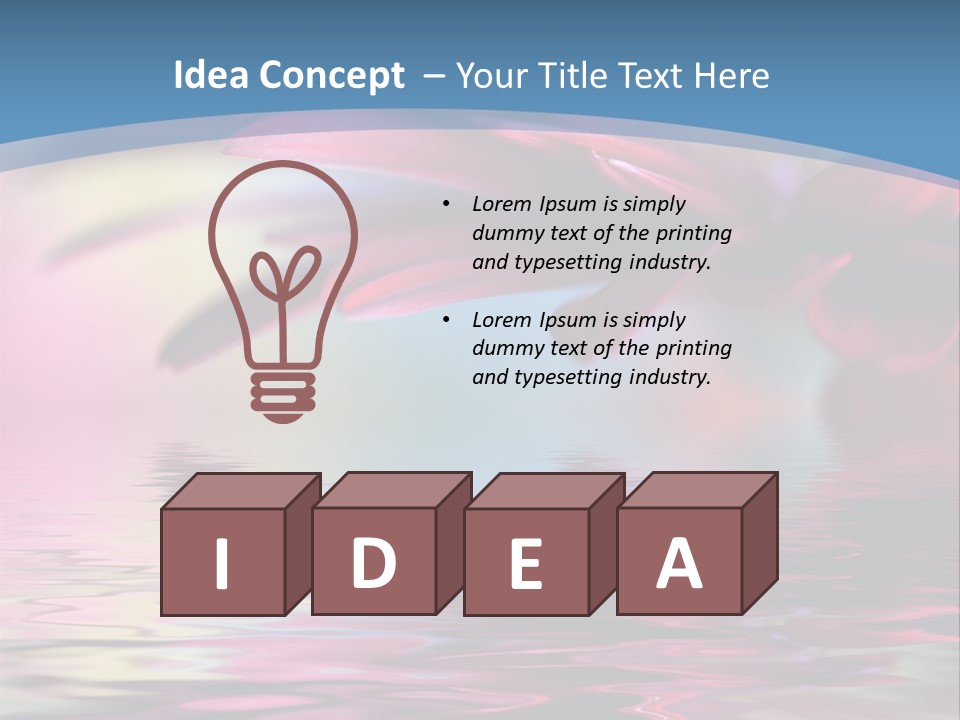 A Pink Flower Is Reflected In The Water PowerPoint Template