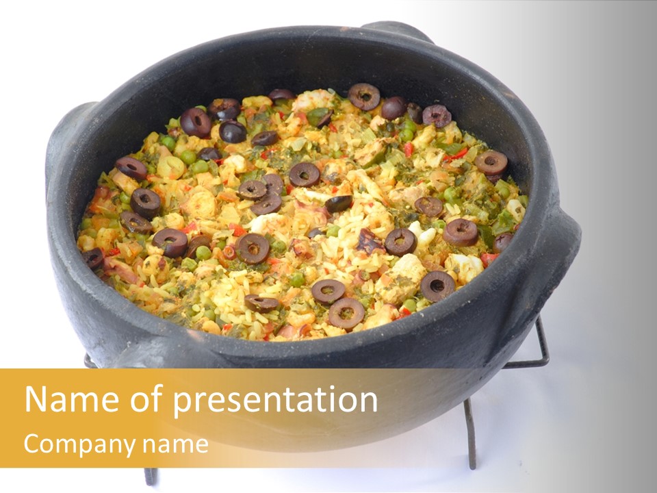 Sea Fruits Risotto On A Mud Pot . PowerPoint Template