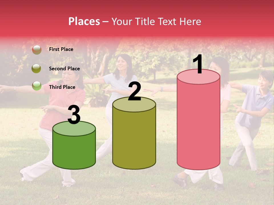 A Group Of Asian Ladies Exercising In The Park PowerPoint Template