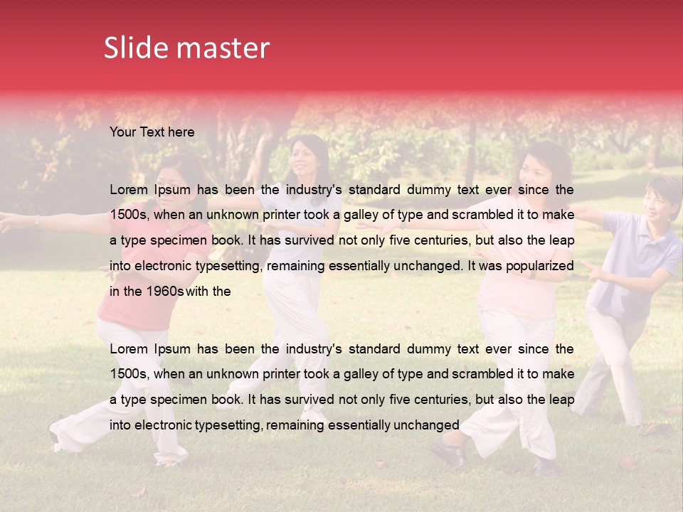 A Group Of Asian Ladies Exercising In The Park PowerPoint Template
