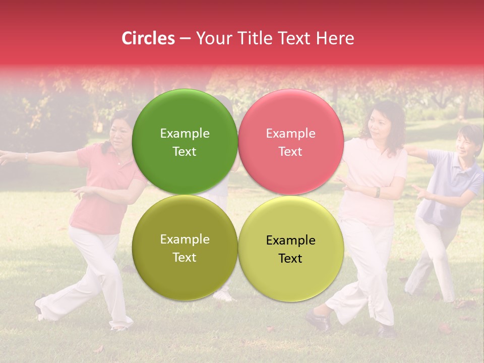 A Group Of Asian Ladies Exercising In The Park PowerPoint Template