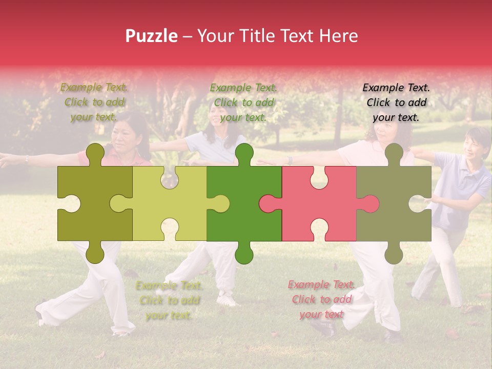 A Group Of Asian Ladies Exercising In The Park PowerPoint Template