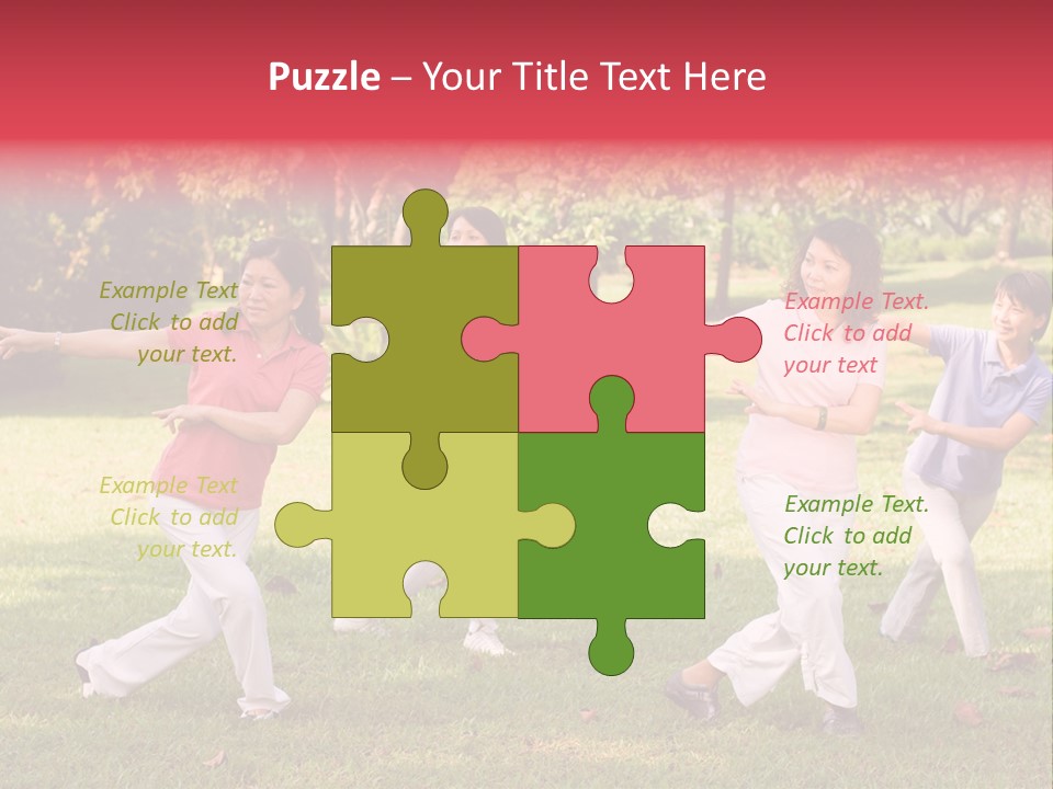 A Group Of Asian Ladies Exercising In The Park PowerPoint Template