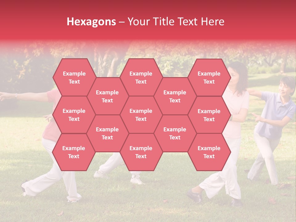 A Group Of Asian Ladies Exercising In The Park PowerPoint Template