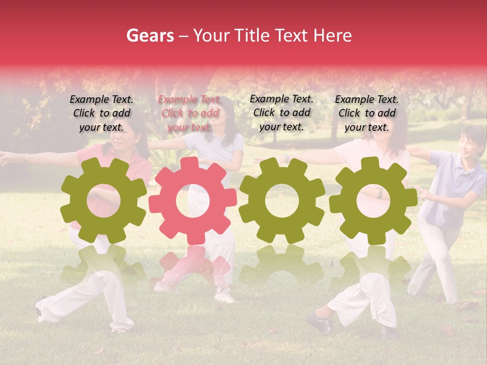 A Group Of Asian Ladies Exercising In The Park PowerPoint Template