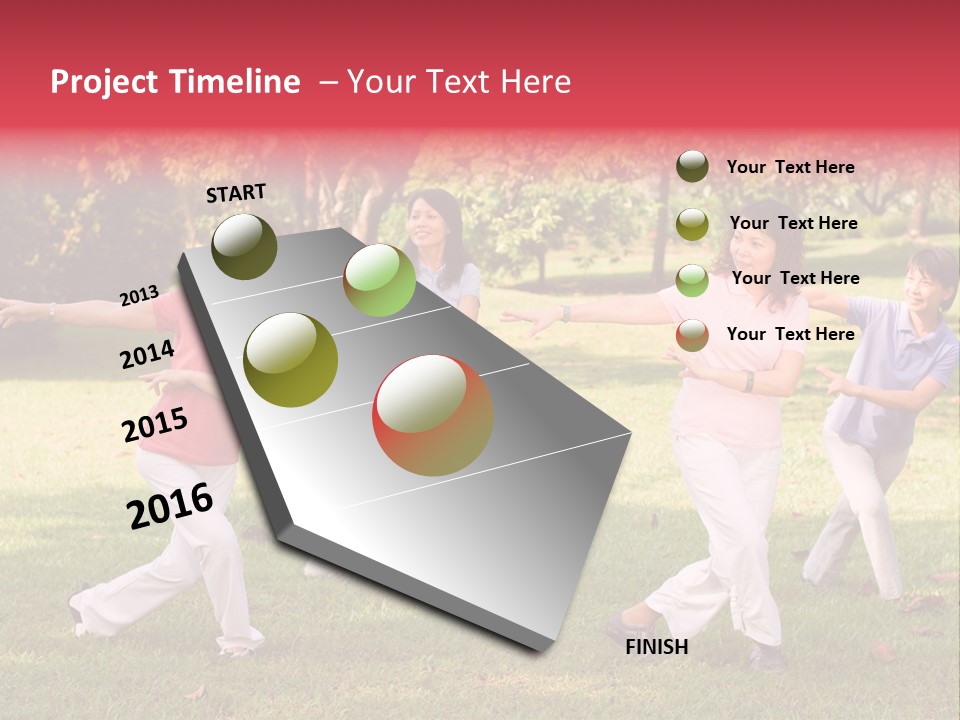 A Group Of Asian Ladies Exercising In The Park PowerPoint Template