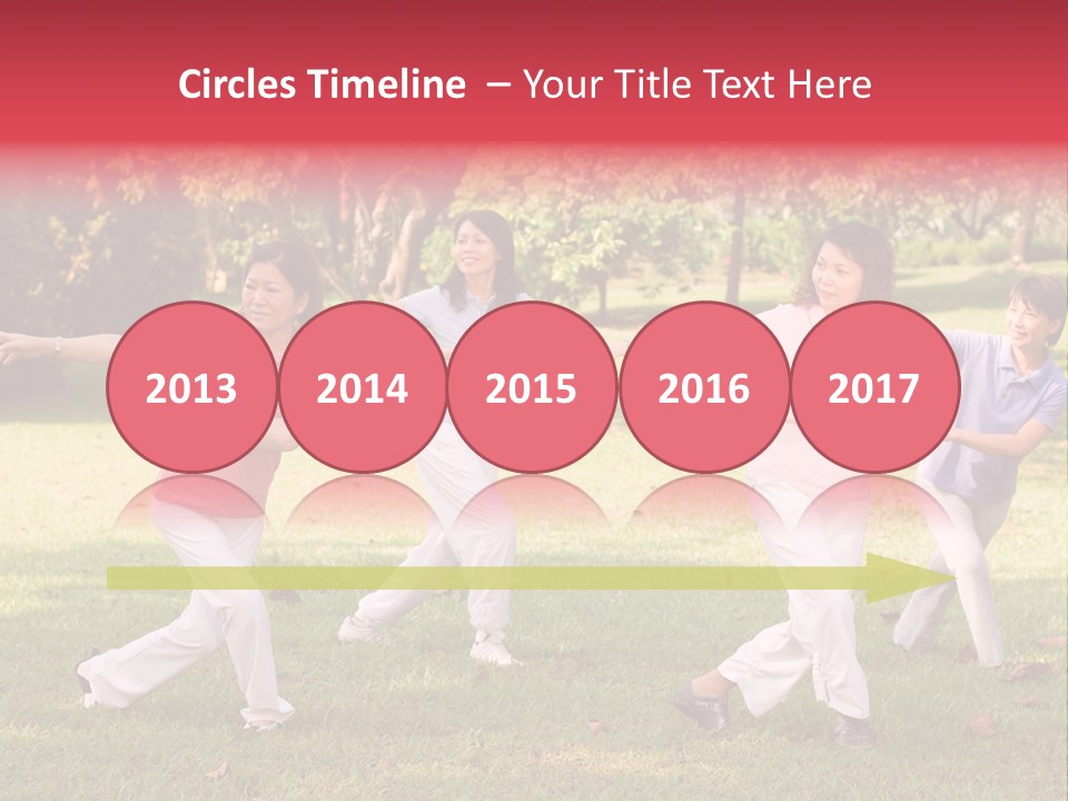 A Group Of Asian Ladies Exercising In The Park PowerPoint Template